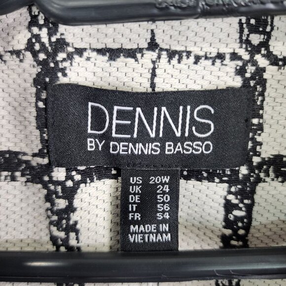 Womens Black & White Checkered Dennis Basso Tweed Jacket Button Front Size 20W - Picture 6 of 11